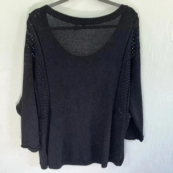 GUESS Women's‎ Black Sheer Open Knit Pullover Sweater Size Large - Picture 2 of 7